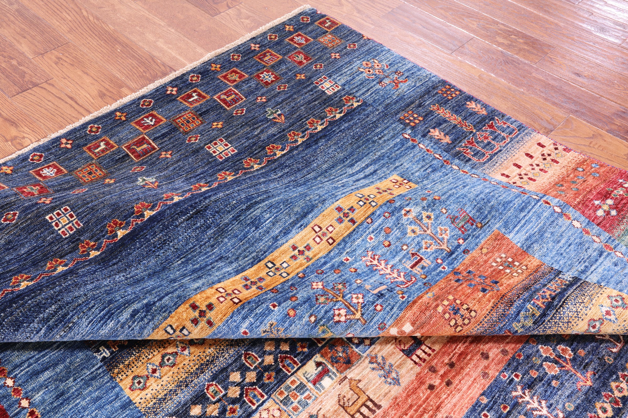 Tribal Persian Gabbeh Hand Knotted Wool Rug - 6' 9" X 9' 7" - Golden Nile