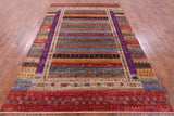 Tribal Persian Gabbeh Hand Knotted Wool Rug - 7' 0" X 10' 0" - Golden Nile