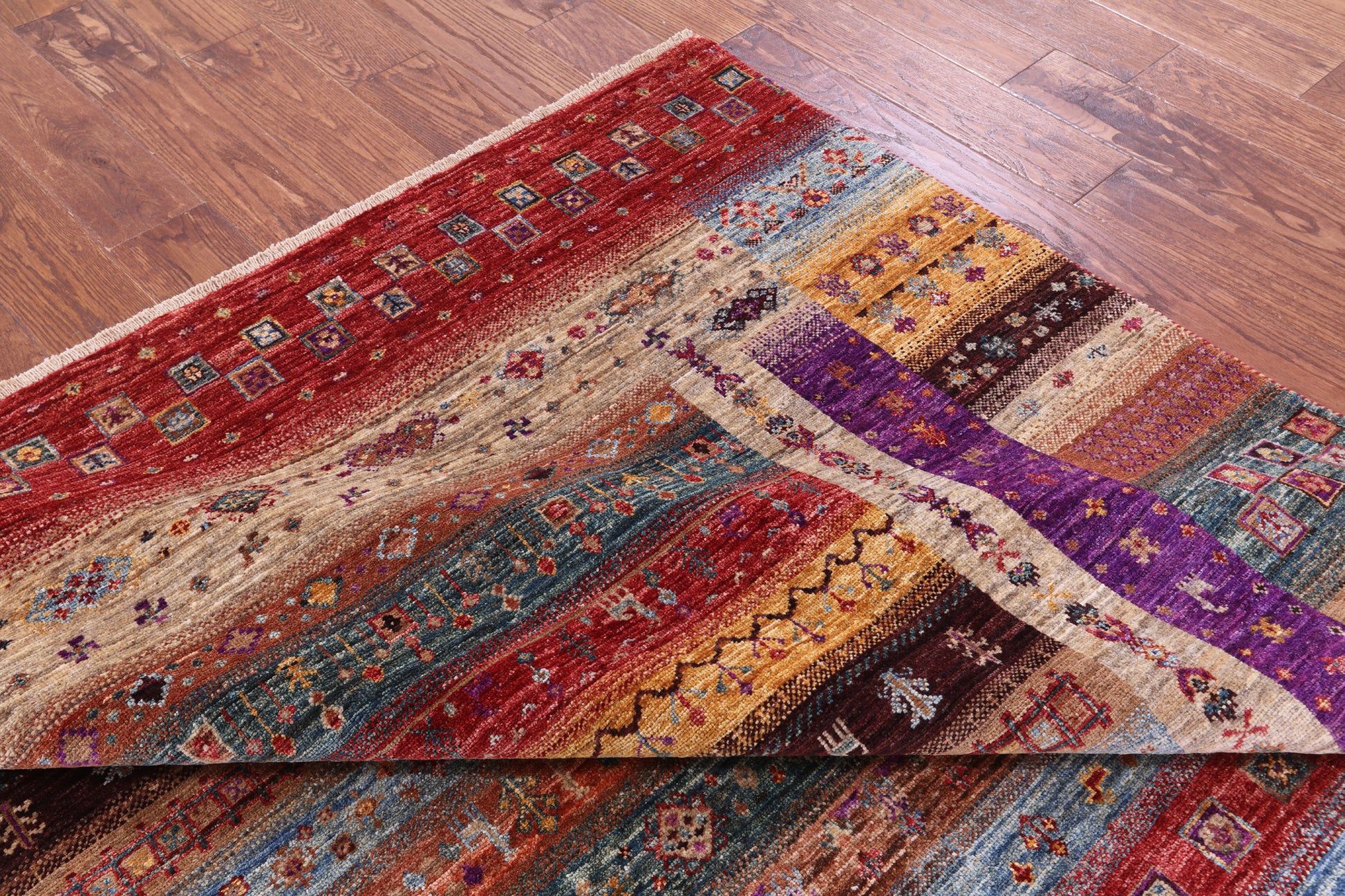 Tribal Persian Gabbeh Hand Knotted Wool Rug - 7' 0" X 10' 0" - Golden Nile