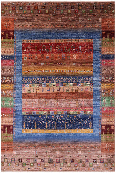 Tribal Persian Gabbeh Hand Knotted Wool Rug - 6' 9" X 10' 0" - Golden Nile