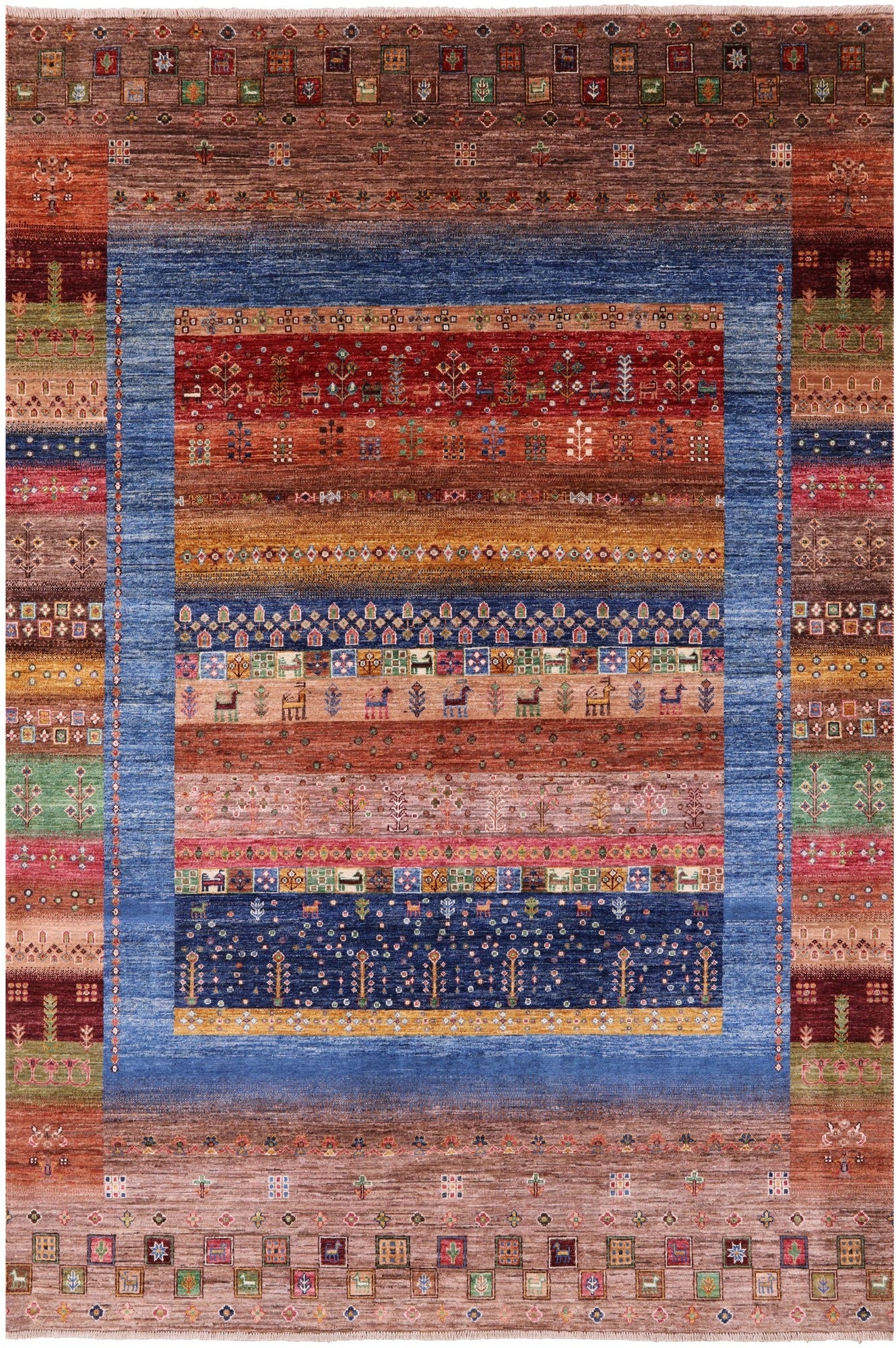 Tribal Persian Gabbeh Hand Knotted Wool Rug - 6' 9" X 10' 0" - Golden Nile
