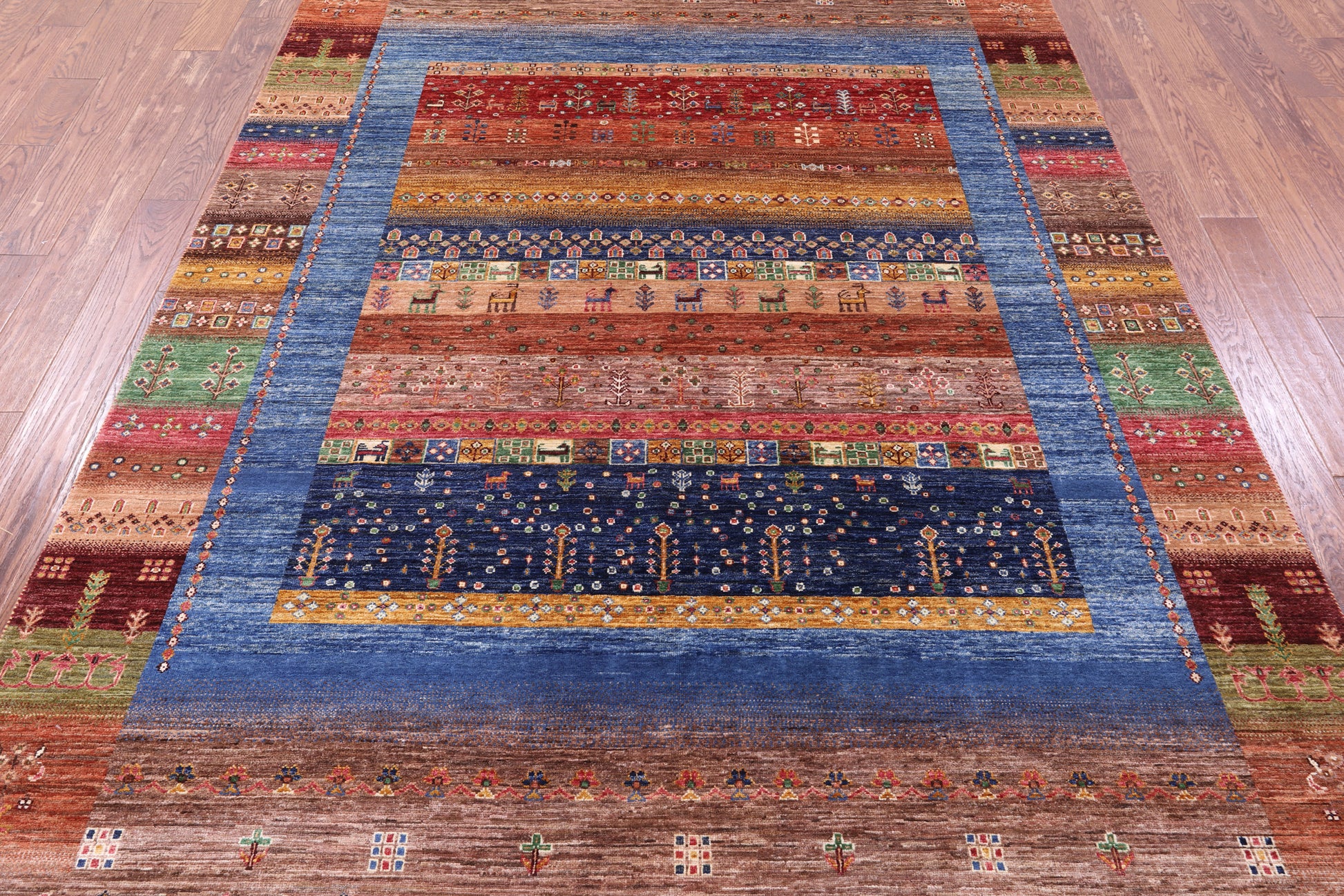 Tribal Persian Gabbeh Hand Knotted Wool Rug - 6' 9" X 10' 0" - Golden Nile