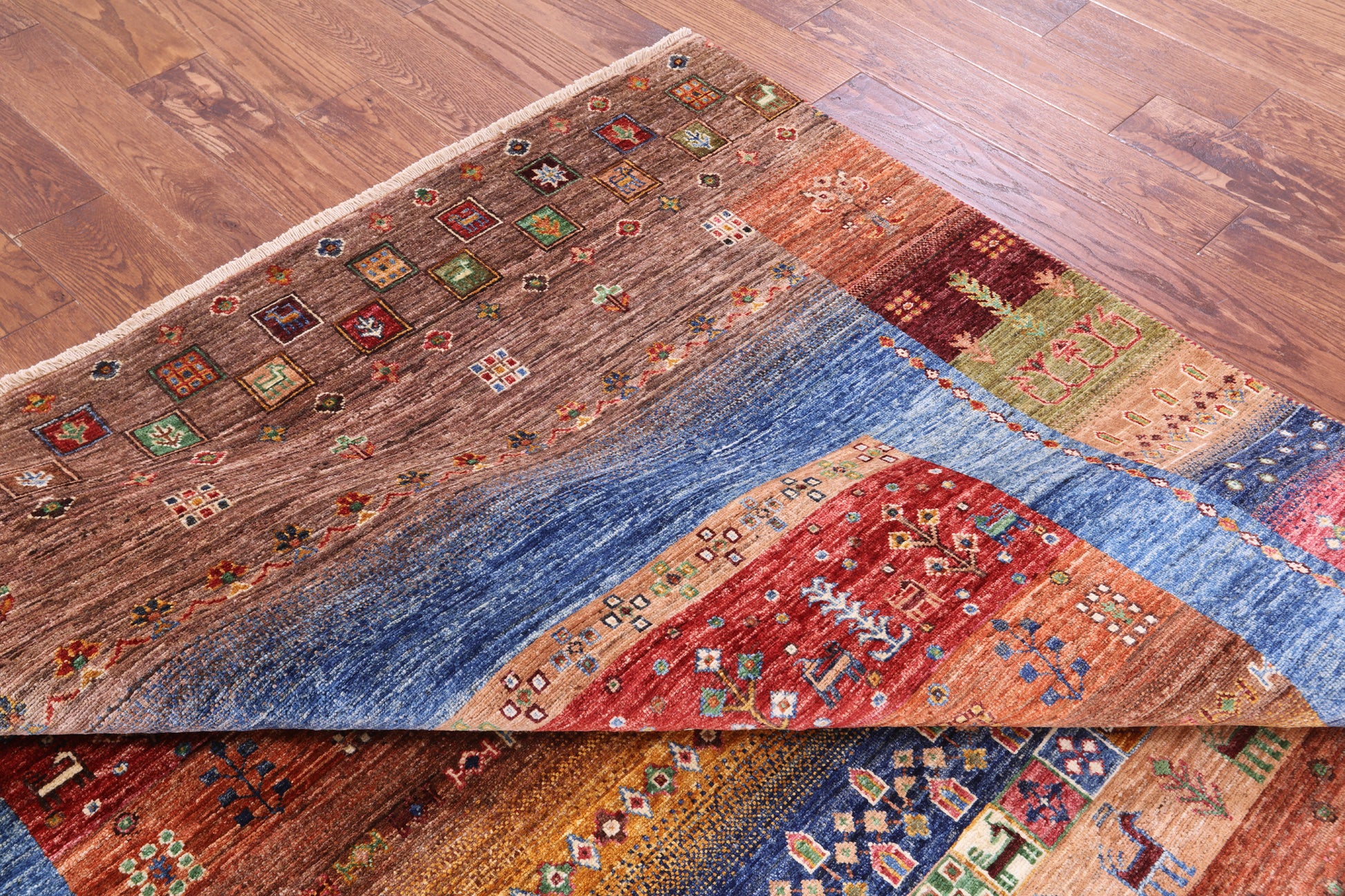 Tribal Persian Gabbeh Hand Knotted Wool Rug - 6' 9" X 10' 0" - Golden Nile