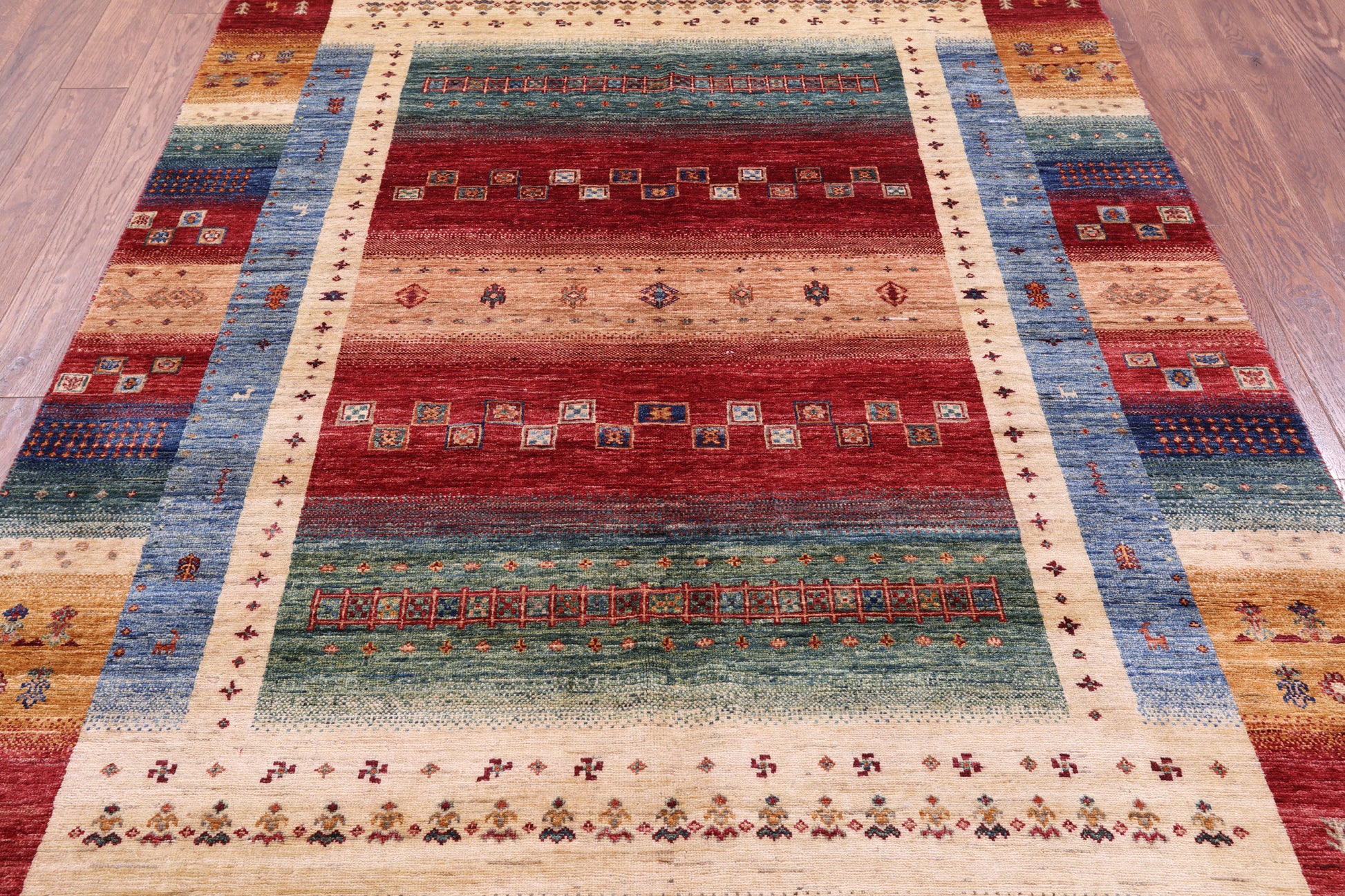 Tribal Persian Gabbeh Hand Knotted Wool Rug - 5' 9" X 8' 1" - Golden Nile