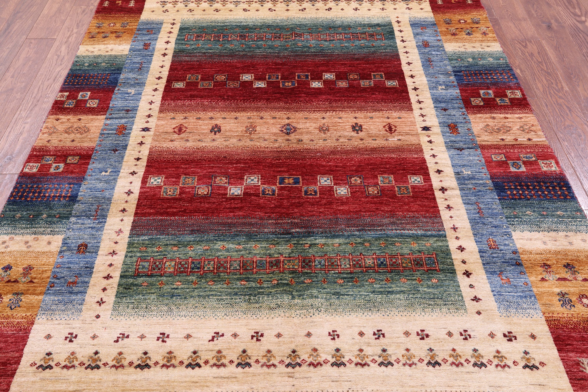 Tribal Persian Gabbeh Hand Knotted Wool Rug - 5' 9" X 8' 1" - Golden Nile