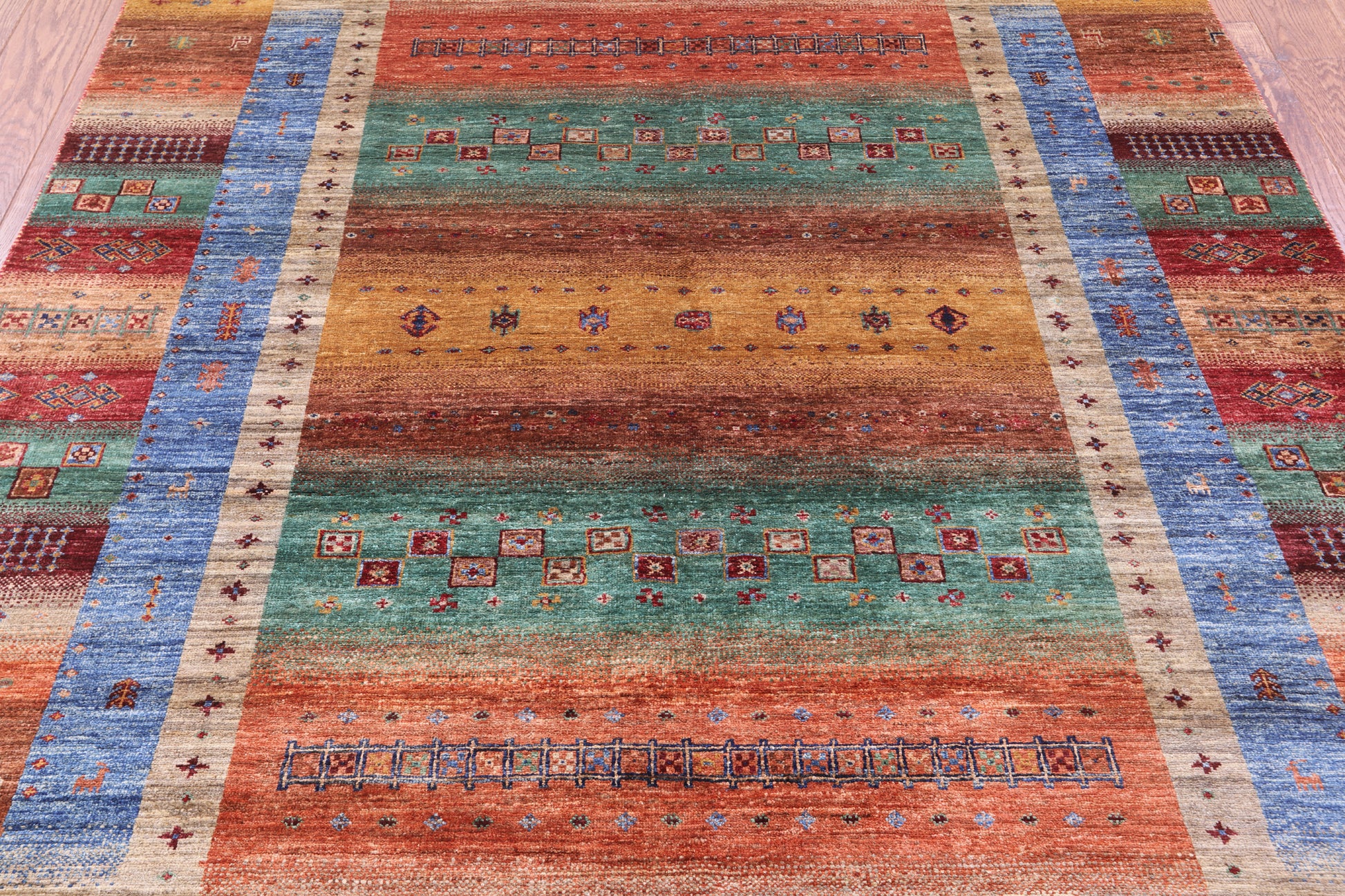 Tribal Persian Gabbeh Hand Knotted Wool Rug - 6' 0" X 7' 6" - Golden Nile