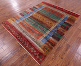 Tribal Persian Gabbeh Hand Knotted Wool Rug - 6' 0" X 7' 6" - Golden Nile
