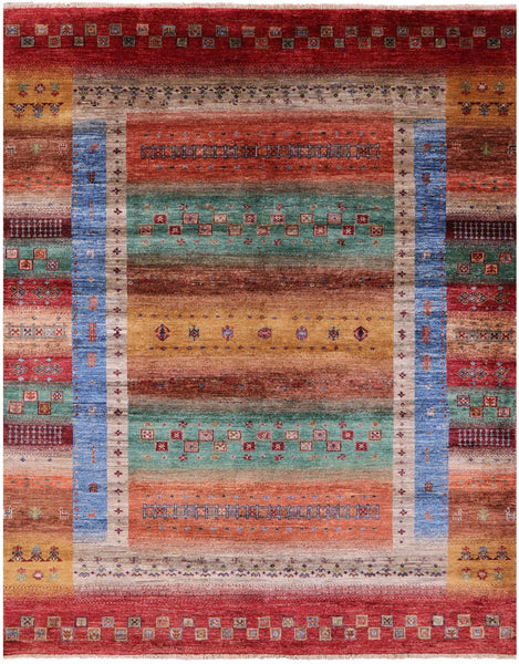 Tribal Persian Gabbeh Hand Knotted Wool Rug - 6' 0" X 7' 6" - Golden Nile