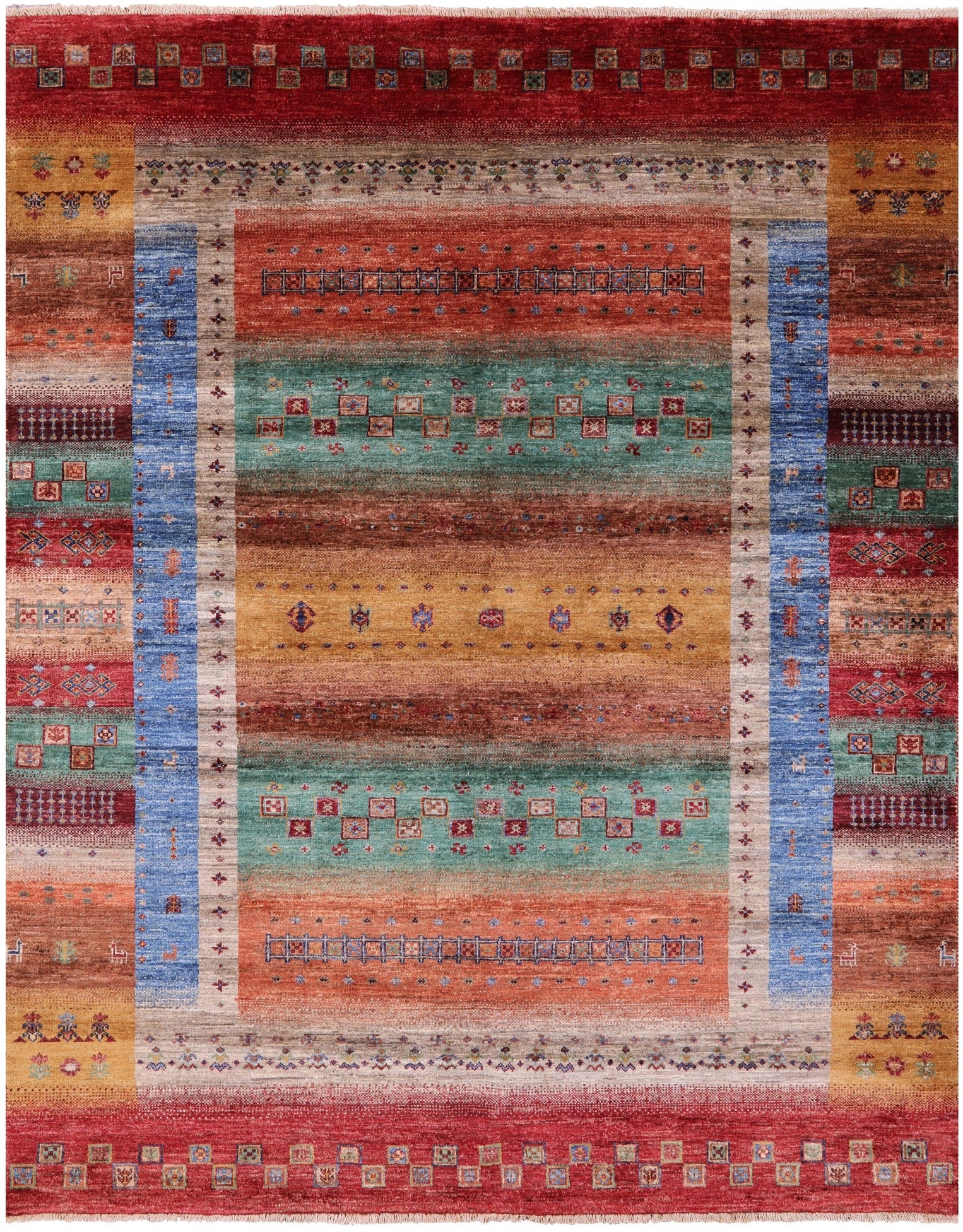 Tribal Persian Gabbeh Hand Knotted Wool Rug - 6' 0" X 7' 6" - Golden Nile