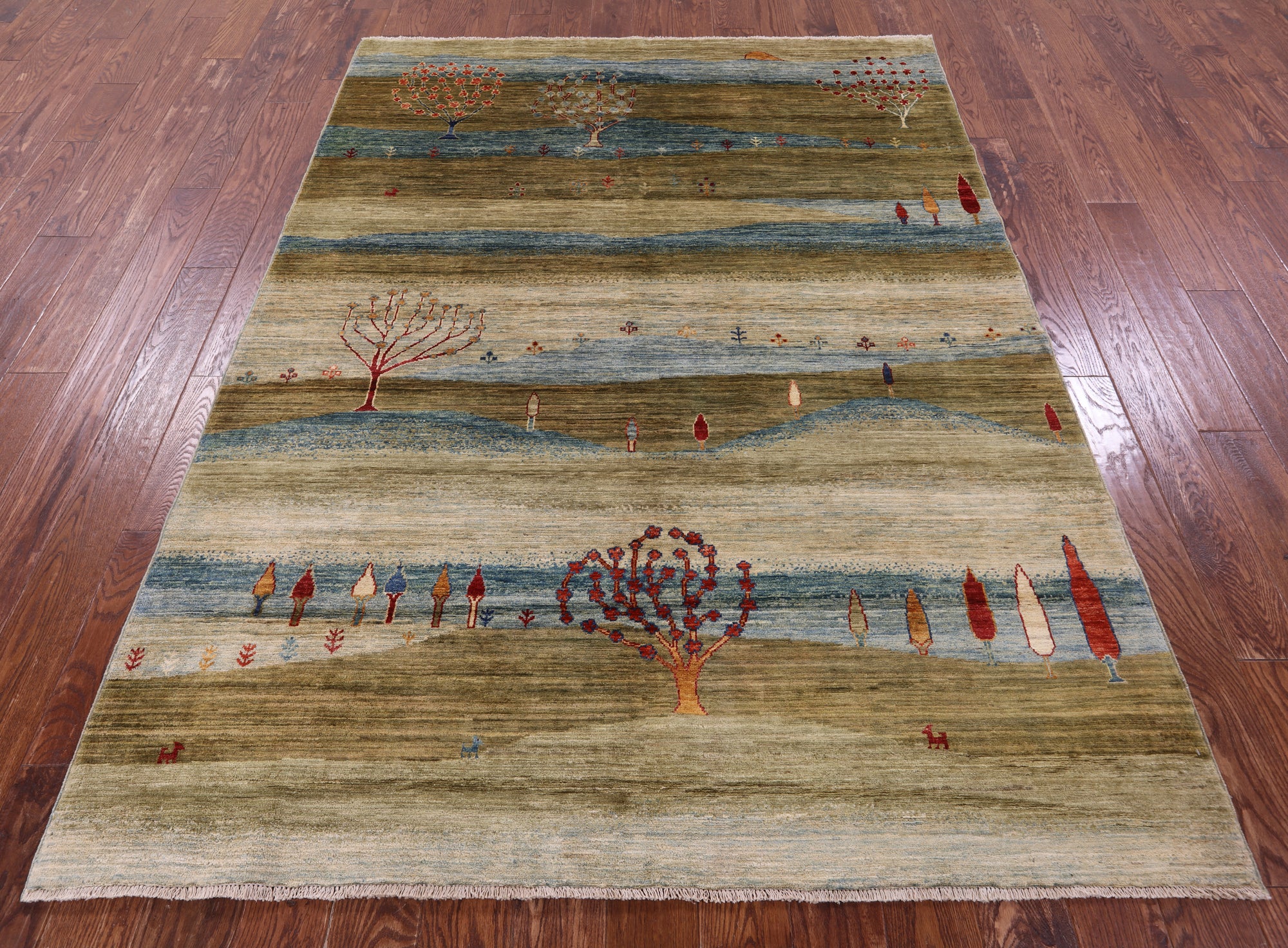 Tribal Persian Gabbeh Hand Knotted Wool Rug - 5' 8" X 7' 10" - Golden Nile
