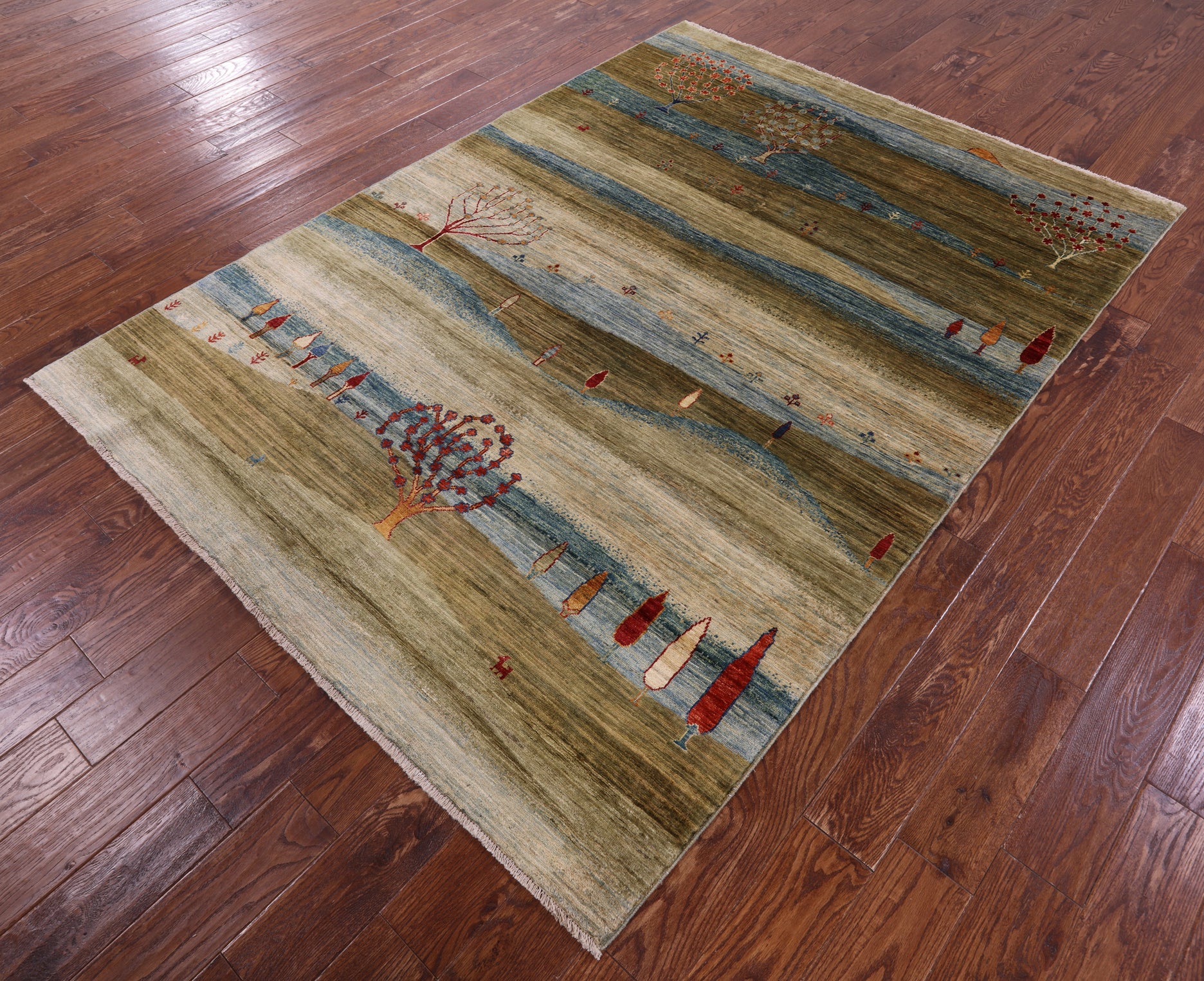 Tribal Persian Gabbeh Hand Knotted Wool Rug - 5' 8" X 7' 10" - Golden Nile