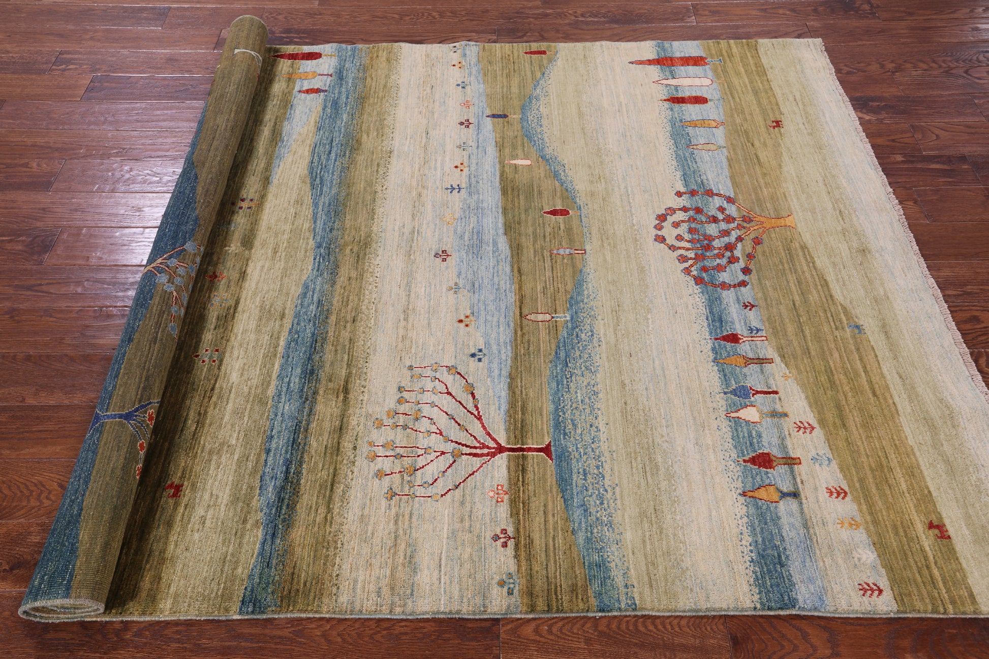 Tribal Persian Gabbeh Hand Knotted Wool Rug - 5' 8" X 7' 10" - Golden Nile