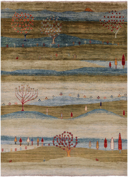 Tribal Persian Gabbeh Hand Knotted Wool Rug - 5' 8" X 7' 10" - Golden Nile