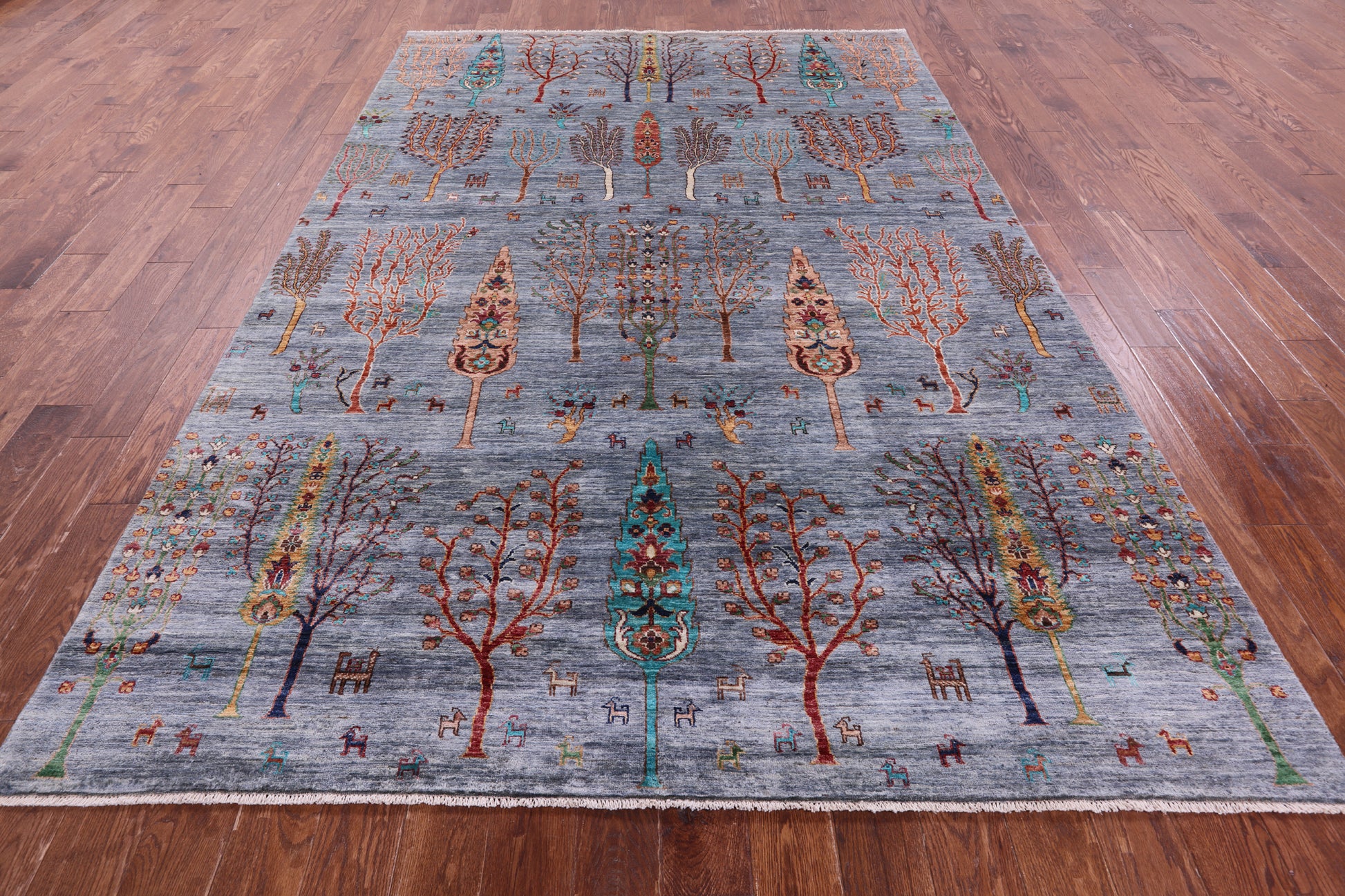 Tribal Persian Gabbeh Hand Knotted Wool Rug - 6' 11" X 10' 1" - Golden Nile