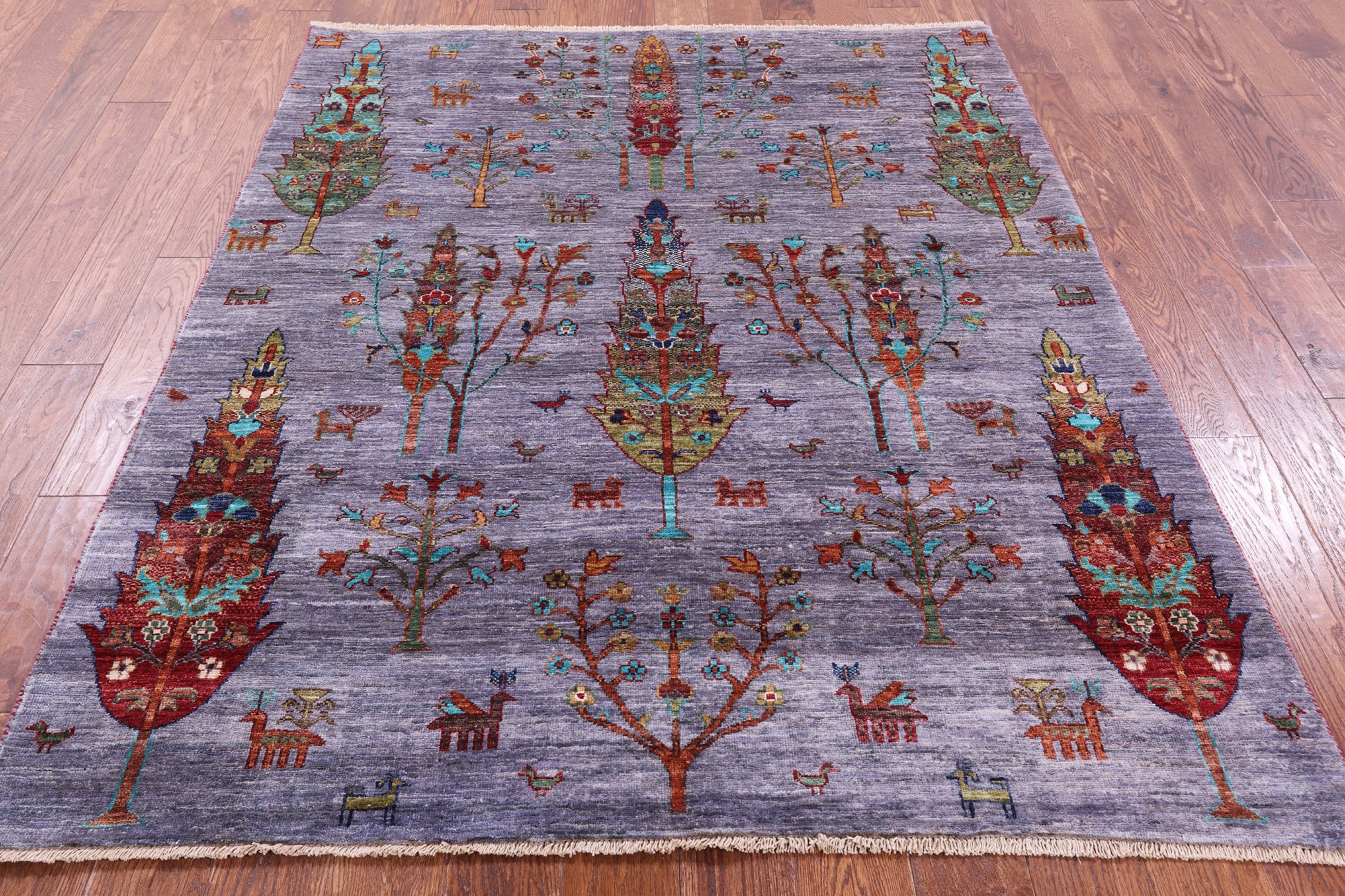 Tribal Persian Gabbeh Hand Knotted Wool Rug - 5' 2" X 6' 5" - Golden Nile