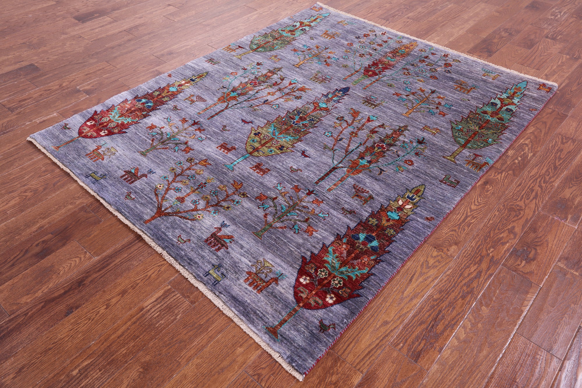 Tribal Persian Gabbeh Hand Knotted Wool Rug - 5' 2" X 6' 5" - Golden Nile