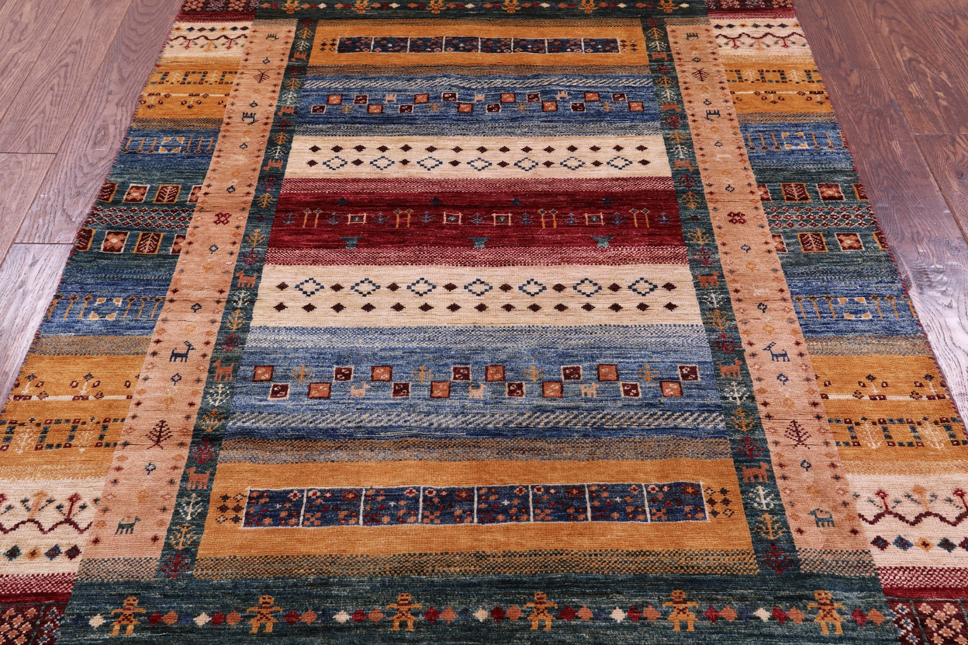 Persian Gabbeh Tribal Hand Knotted Wool Rug - 4' 3" X 6' 0" - Golden Nile
