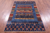 Persian Tribal Gabbeh Hand Knotted Wool Rug - 4' 1" X 6' 2" - Golden Nile