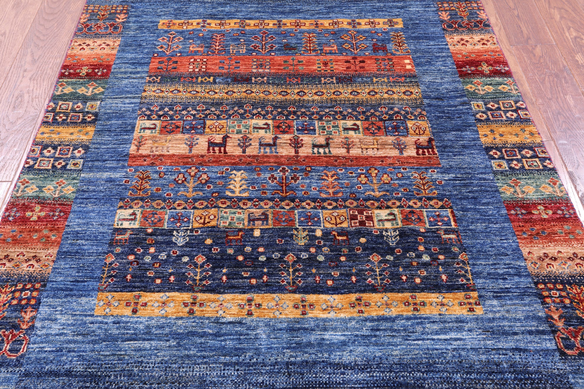 Persian Tribal Gabbeh Hand Knotted Wool Rug - 4' 1" X 6' 2" - Golden Nile