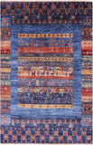 Persian Tribal Gabbeh Hand Knotted Wool Rug - 4' 1" X 6' 2" - Golden Nile