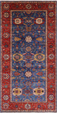 Blue Persian Fine Serapi Hand Knotted Wool Rug - 5' 11" X 12' 0" - Golden Nile