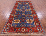 Blue Persian Fine Serapi Hand Knotted Wool Rug - 5' 11" X 12' 0" - Golden Nile