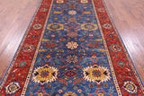 Blue Persian Fine Serapi Hand Knotted Wool Rug - 5' 11" X 12' 0" - Golden Nile