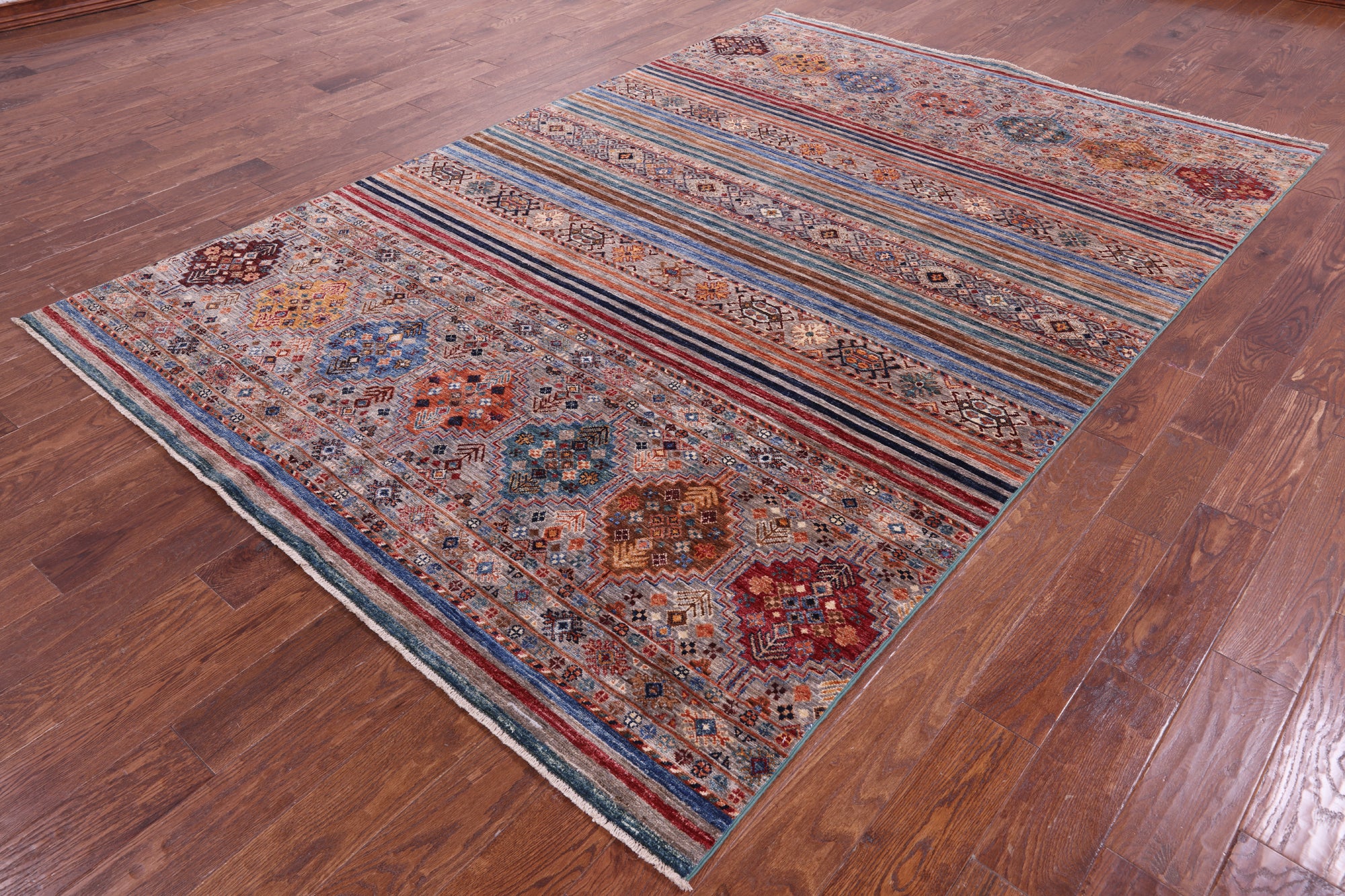 Khorjin Persian Gabbeh Hand Knotted Wool Rug - 6' 8" X 9' 8" - Golden Nile