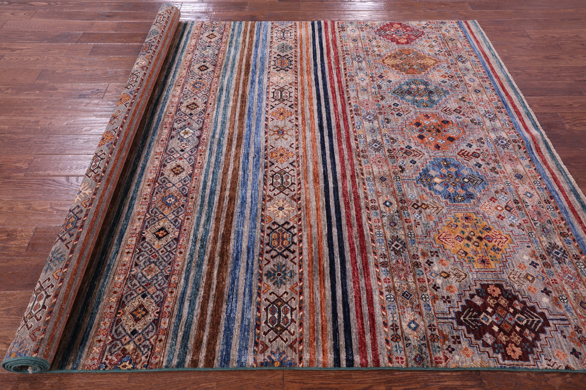 Khorjin Persian Gabbeh Hand Knotted Wool Rug - 6' 8" X 9' 8" - Golden Nile