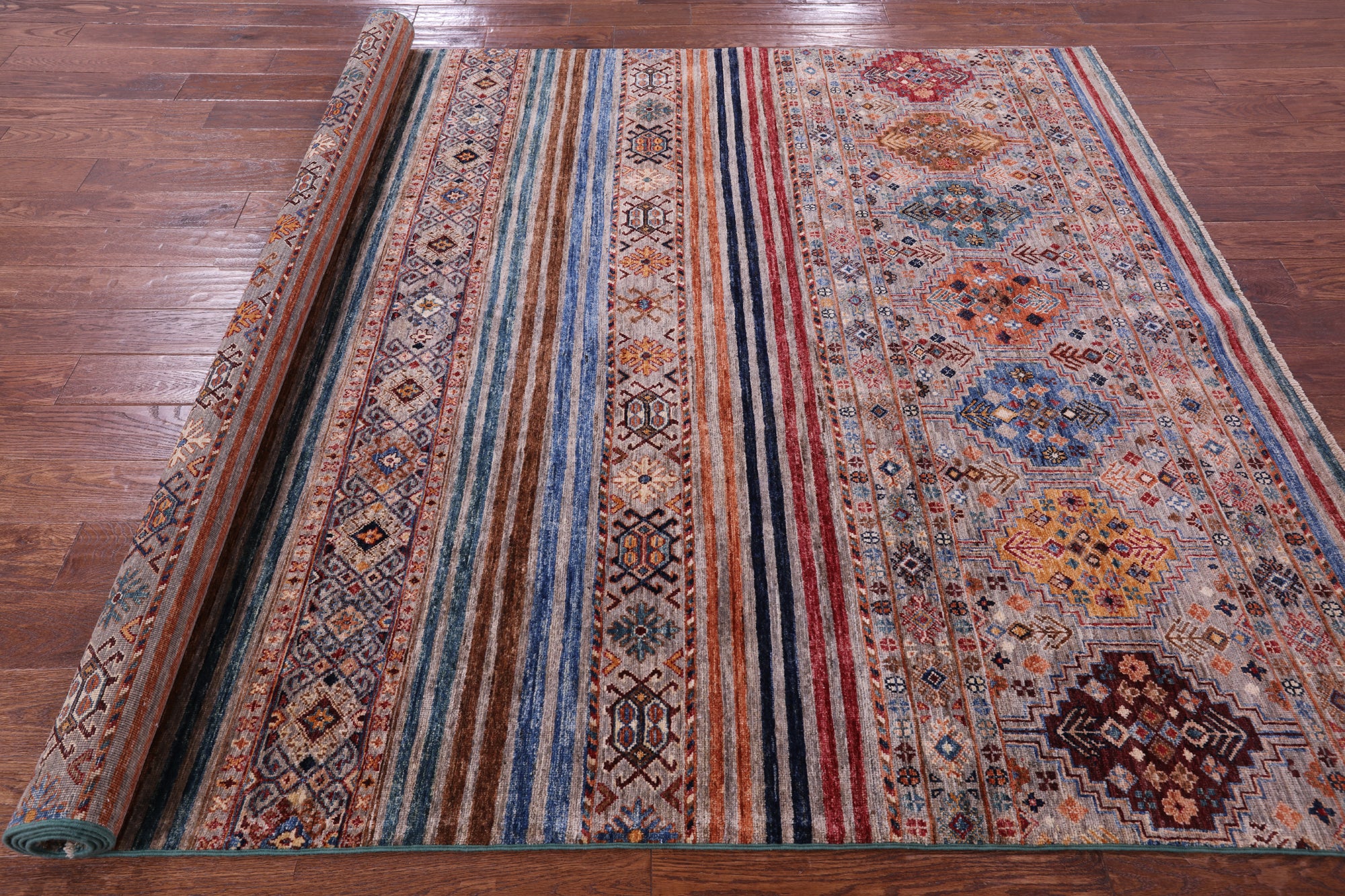 Khorjin Persian Gabbeh Hand Knotted Wool Rug - 6' 8" X 9' 8" - Golden Nile