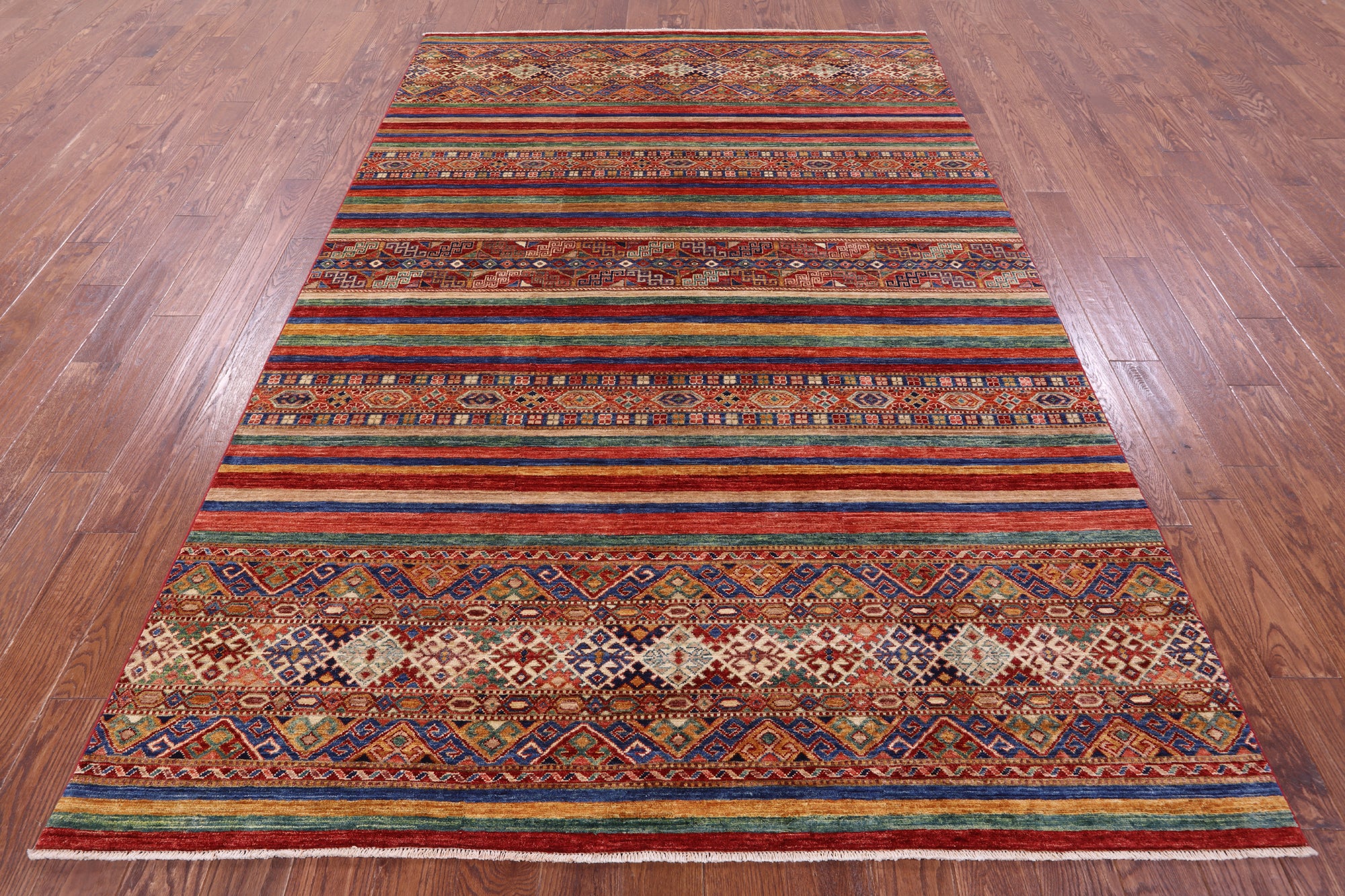 Khorjin Persian Gabbeh Hand Knotted Wool Rug - 6' 6" X 9' 8" - Golden Nile