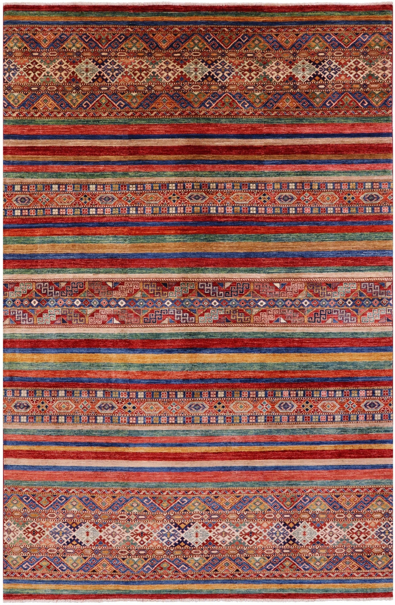 Khorjin Persian Gabbeh Hand Knotted Wool Rug - 6' 6" X 9' 8" - Golden Nile