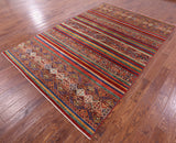 Khorjin Persian Gabbeh Hand Knotted Wool Rug - 6' 6" X 9' 8" - Golden Nile