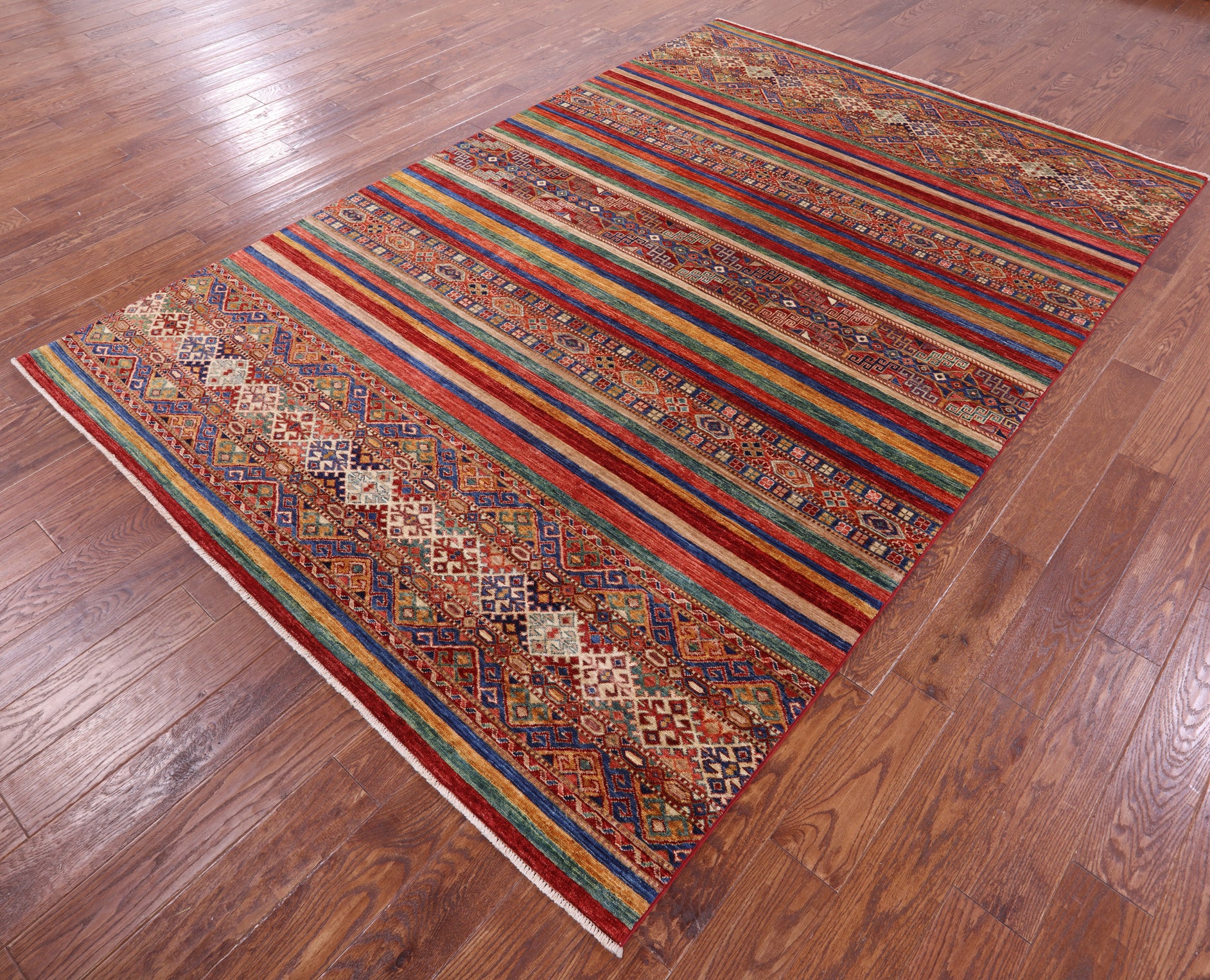 Khorjin Persian Gabbeh Hand Knotted Wool Rug - 6' 6" X 9' 8" - Golden Nile