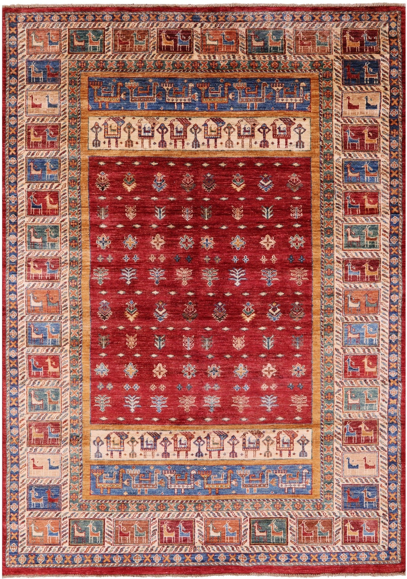 Tribal Persian Gabbeh Hand Knotted Wool Rug - 5' 7" X 8' 1" - Golden Nile