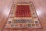 Tribal Persian Gabbeh Hand Knotted Wool Rug - 5' 7" X 8' 1" - Golden Nile
