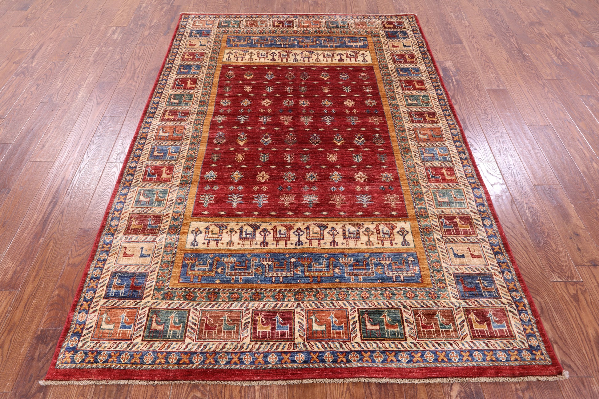 Tribal Persian Gabbeh Hand Knotted Wool Rug - 5' 7" X 8' 1" - Golden Nile