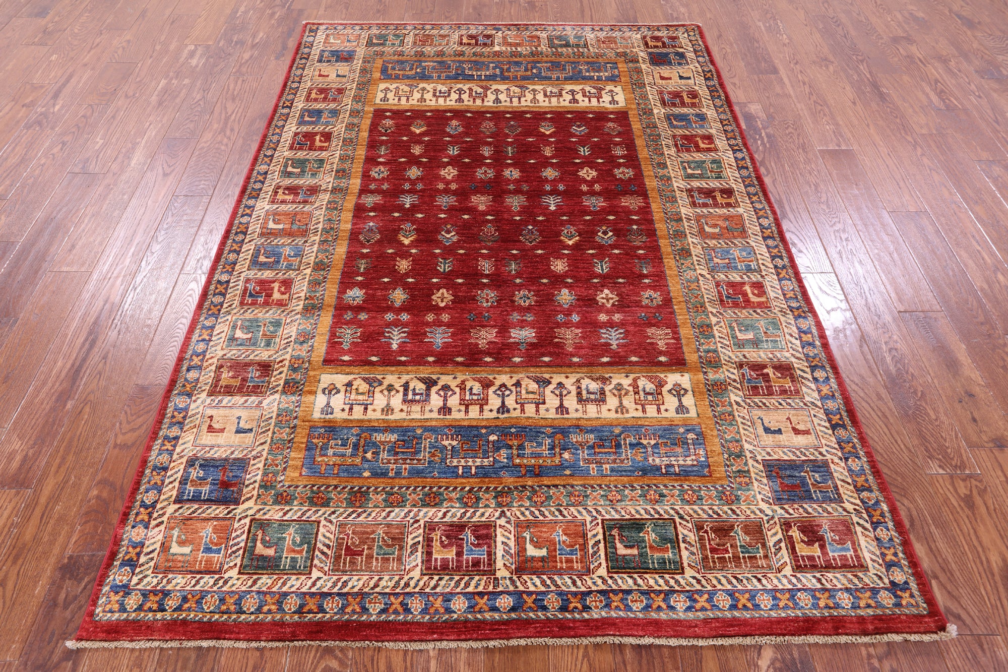Tribal Persian Gabbeh Hand Knotted Wool Rug - 5' 7" X 8' 1" - Golden Nile