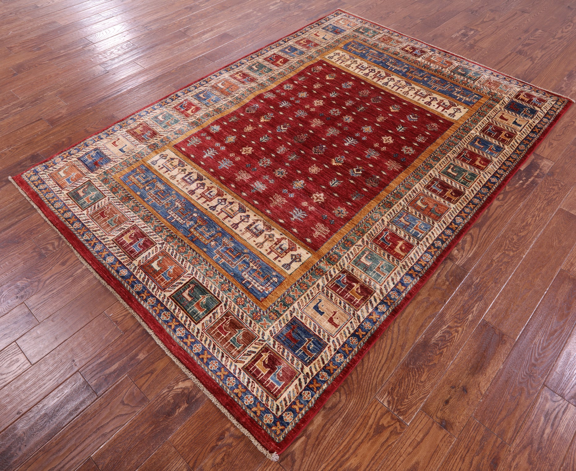 Tribal Persian Gabbeh Hand Knotted Wool Rug - 5' 7" X 8' 1" - Golden Nile