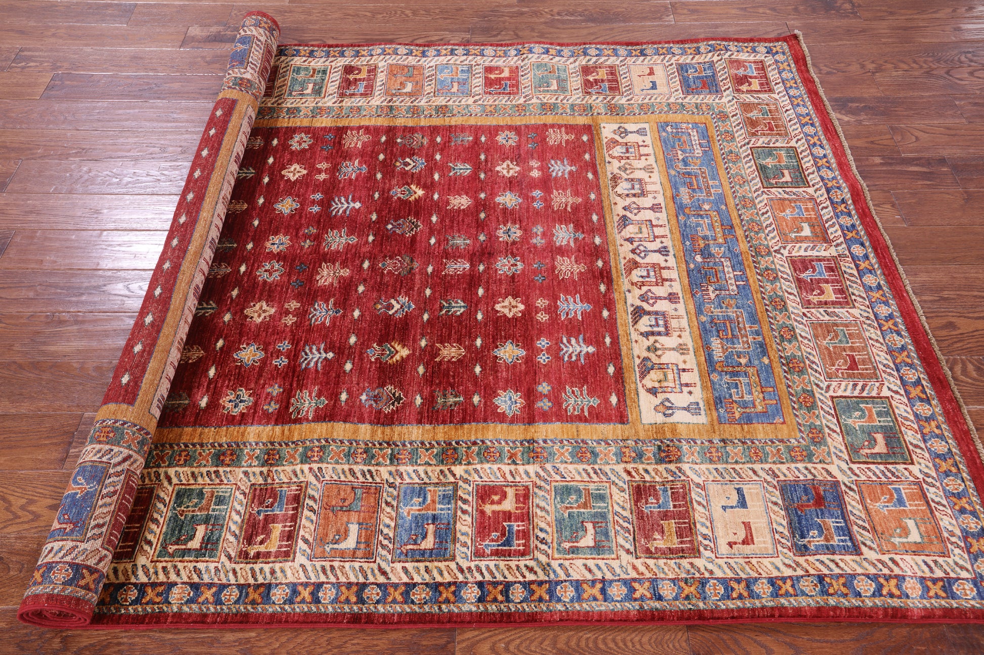 Tribal Persian Gabbeh Hand Knotted Wool Rug - 5' 7" X 8' 1" - Golden Nile