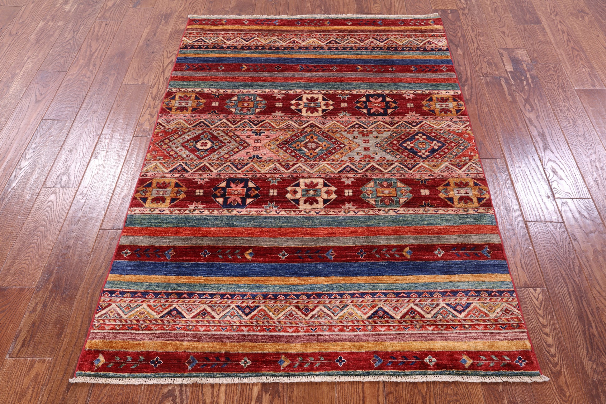 Khorjin Persian Gabbeh Hand Knotted Wool Rug - 4' 0" X 5' 8" - Golden Nile