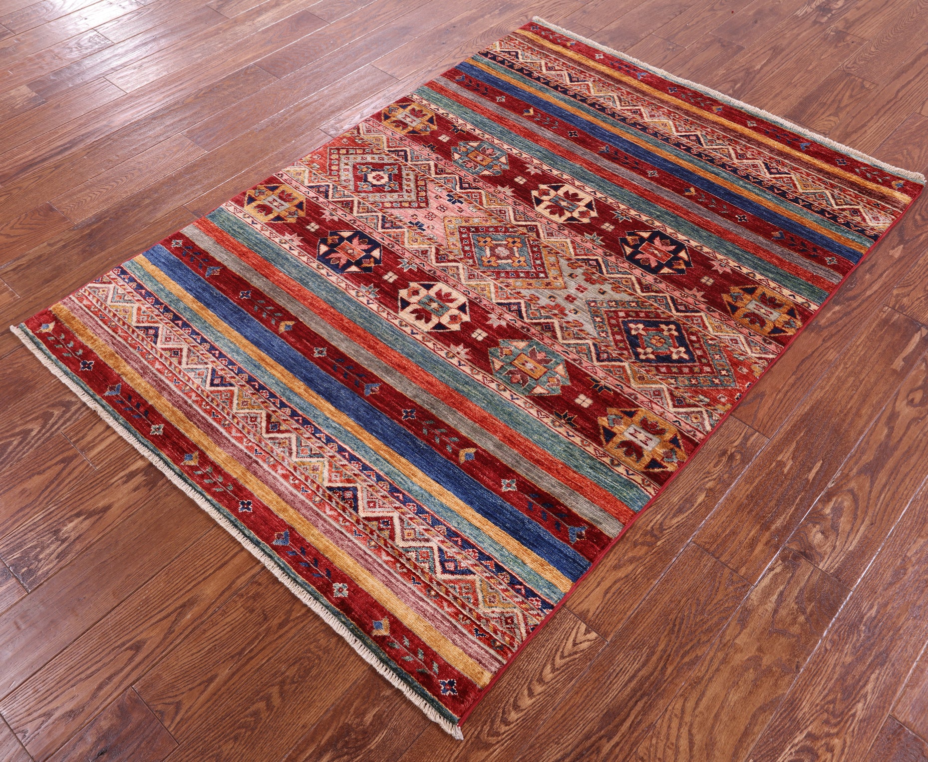 Khorjin Persian Gabbeh Hand Knotted Wool Rug - 4' 0" X 5' 8" - Golden Nile