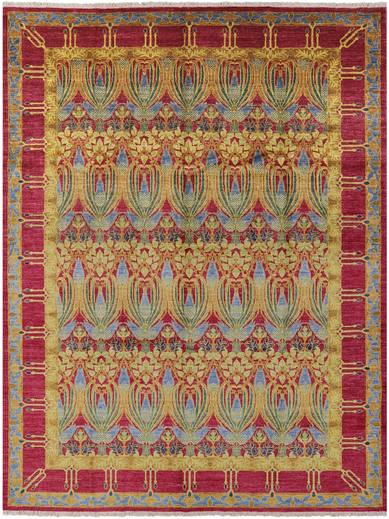 William Morris Hand Knotted Wool Area Rug - 8' 10" X 11' 7" - Golden Nile