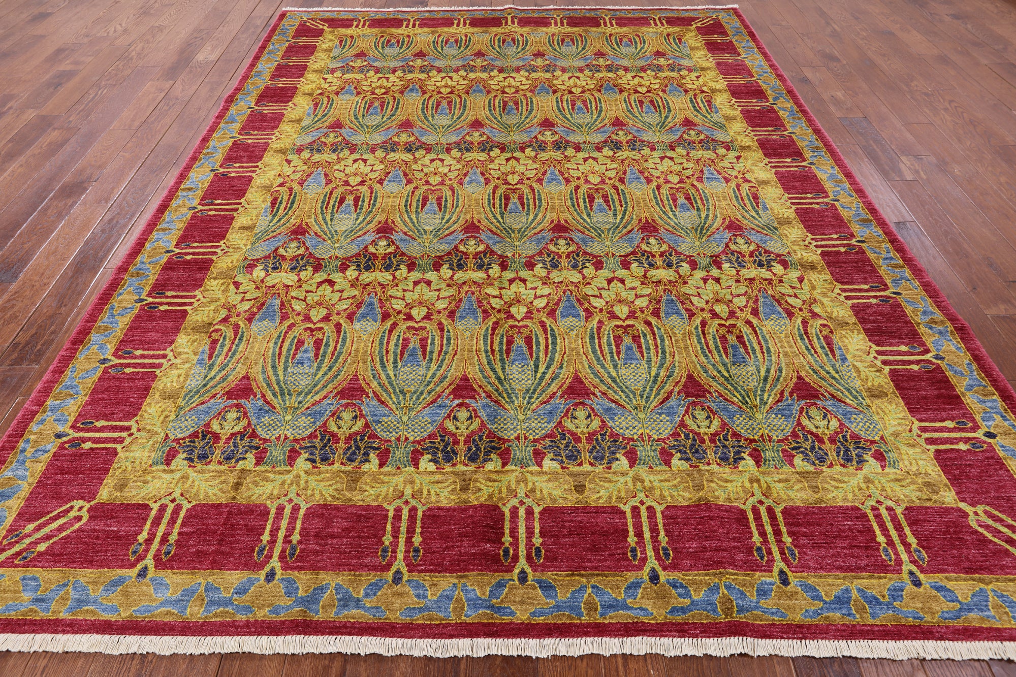 William Morris Hand Knotted Wool Area Rug - 8' 10" X 11' 7" - Golden Nile