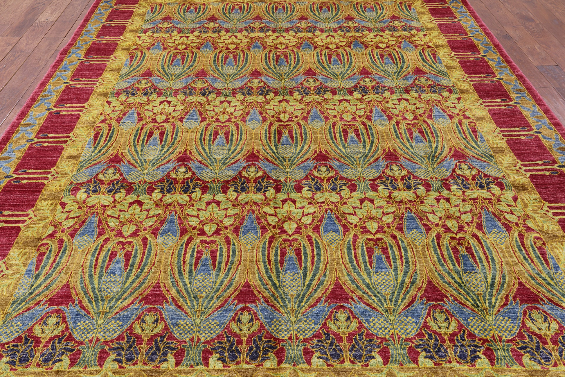 William Morris Hand Knotted Wool Area Rug - 8' 10" X 11' 7" - Golden Nile