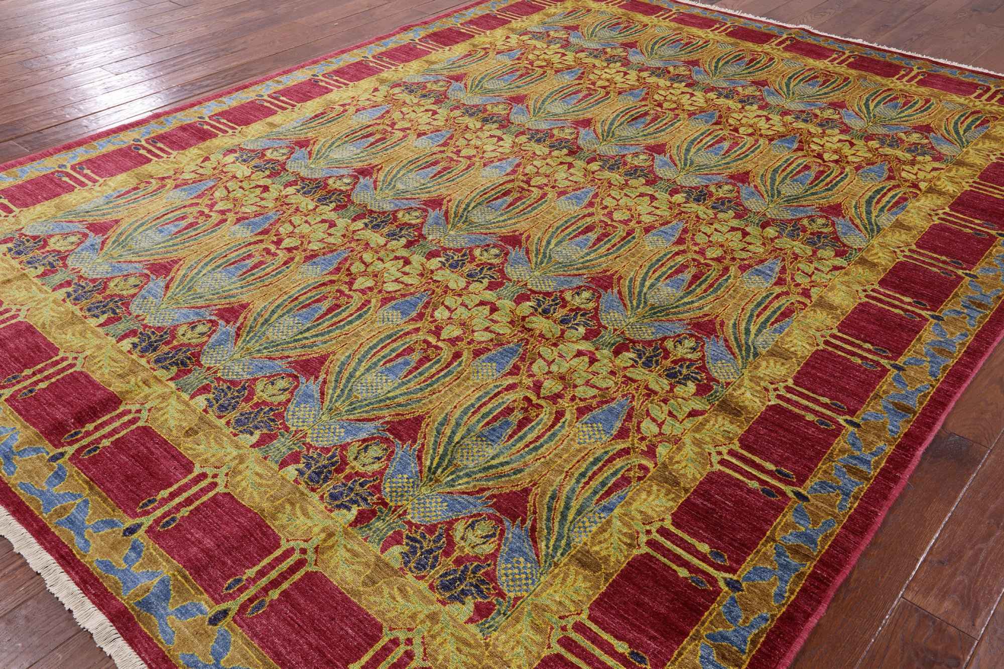 William Morris Hand Knotted Wool Area Rug - 8' 10" X 11' 7" - Golden Nile