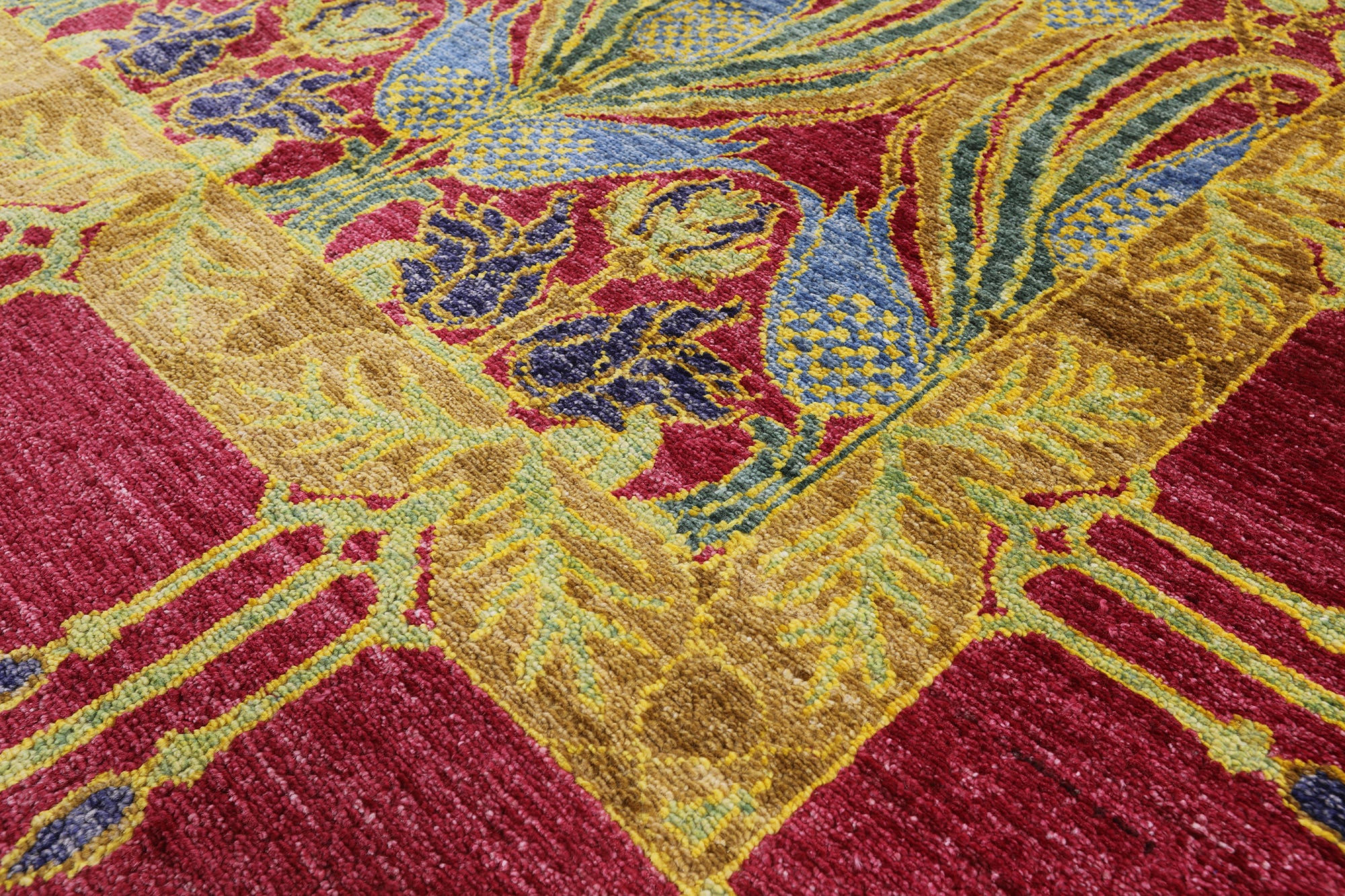 William Morris Hand Knotted Wool Area Rug - 8' 10" X 11' 7" - Golden Nile