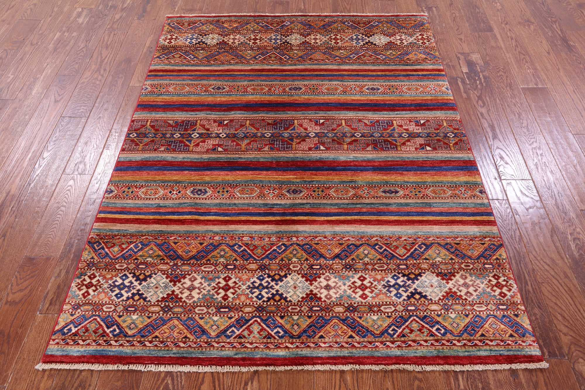 Khorjin Persian Gabbeh Hand Knotted Wool Rug - 4' 11" X 6' 6" - Golden Nile