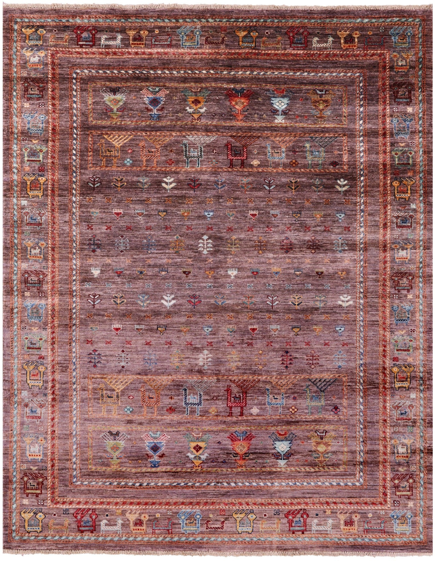Tribal Persian Gabbeh Hand Knotted Wool Rug - 5' 1" X 6' 8" - Golden Nile