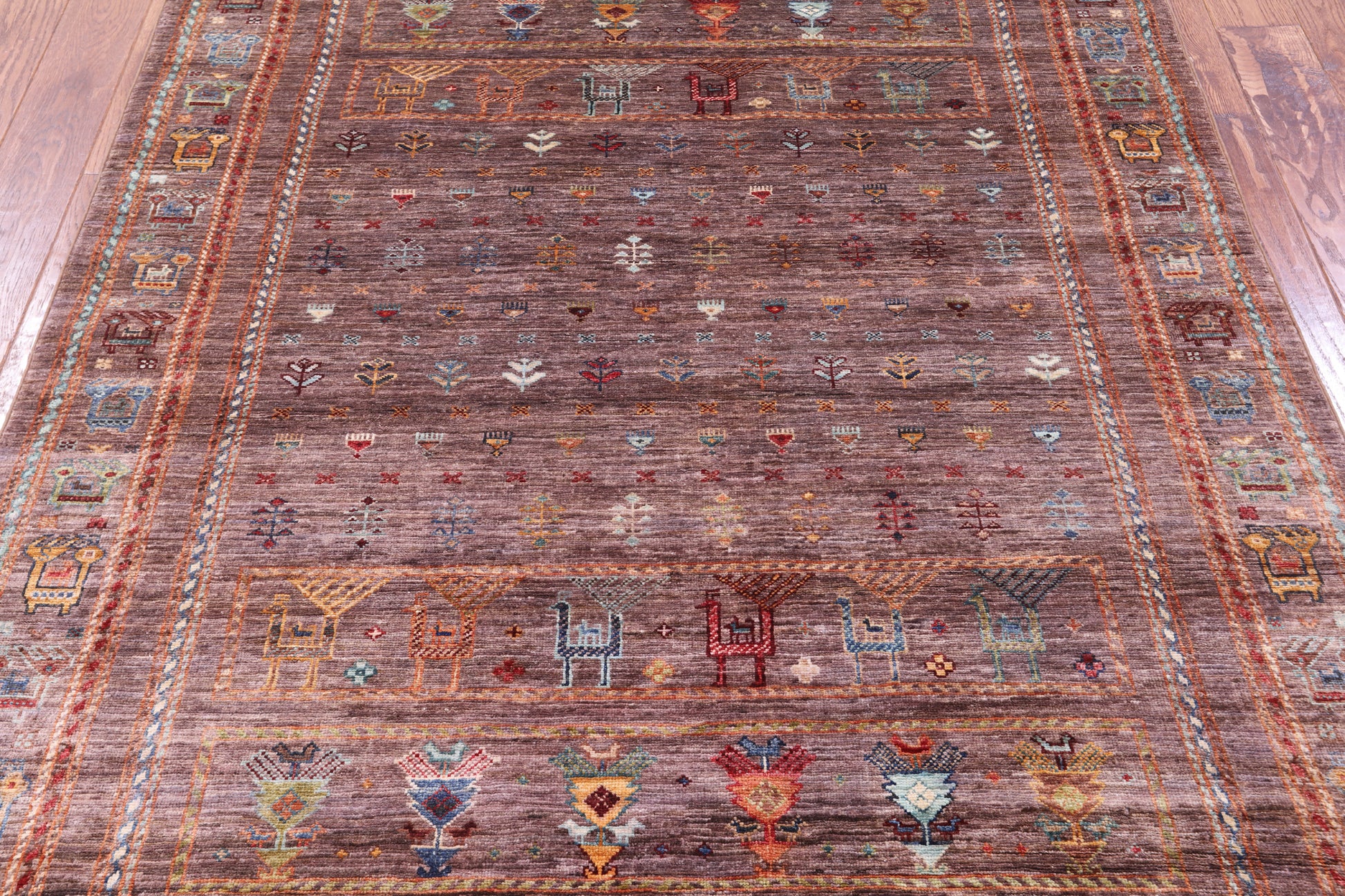 Tribal Persian Gabbeh Hand Knotted Wool Rug - 5' 1" X 6' 8" - Golden Nile